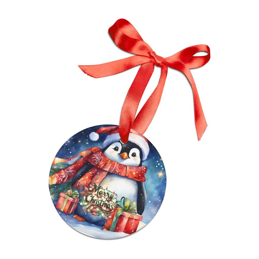 Acrylic Ornament, Penguin Time Happy Holidays Christmas Tree Decoration, Penguin
